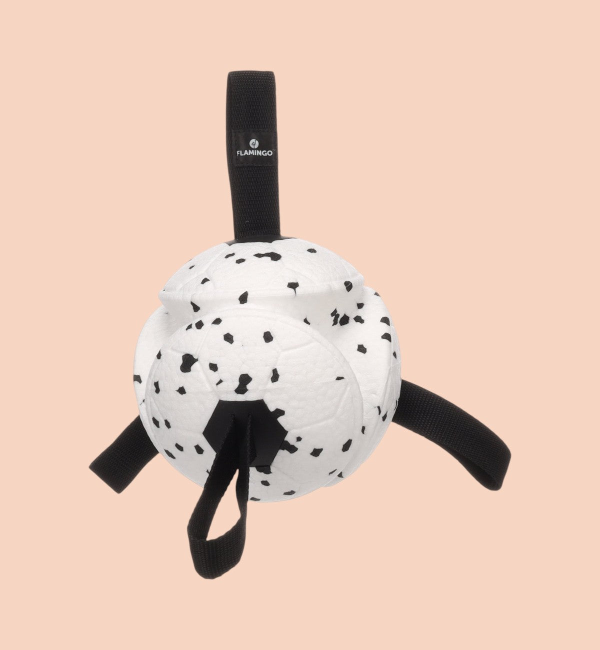 Animozen Jouet Ballon Flottant pour chien blanc et noir en E-TPU avec 4 poignées pour jeux aquatiques et de traction.