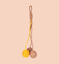 Animozen Jouet Justo Balle Interactive pour Chat, balle en sisal brun et jaune avec cliquetis et cataire