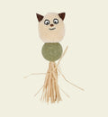 Jouet pour chat Animozen Katti en peluche beige avec balle de cataire verte et rubans, 6x3.8x16.5cm