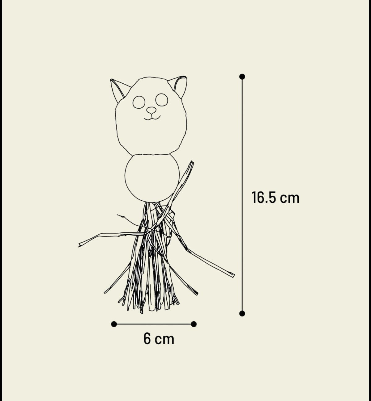 Jouet pour chat Animozen Katti en peluche avec balle de cataire et rubans, 16.5 cm de haut