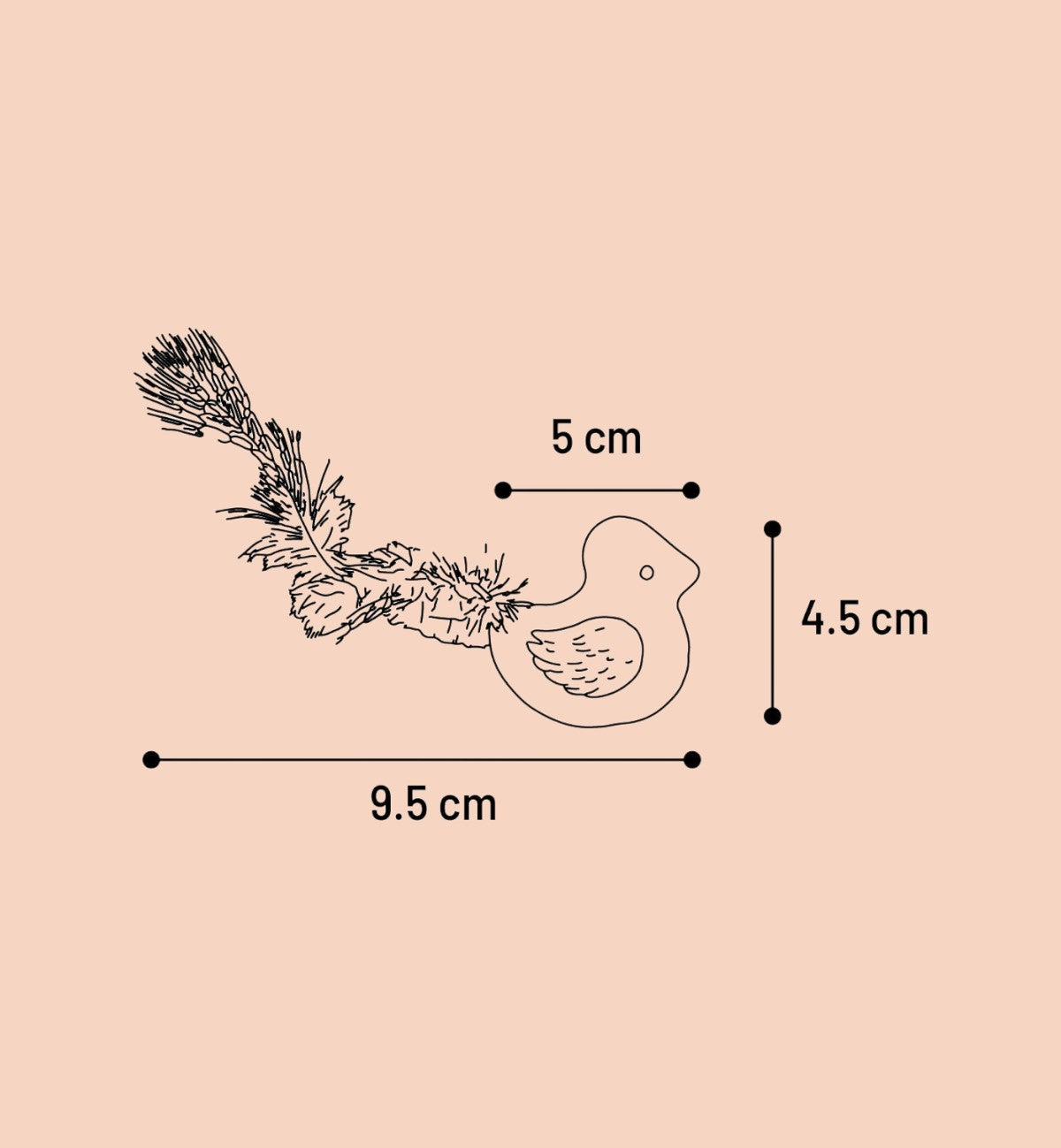 Animozen Jouet oiseau Katti en cataire comprimée avec plumes pour chat, vert, brun et blanc. Stimule l'instinct de chasse.