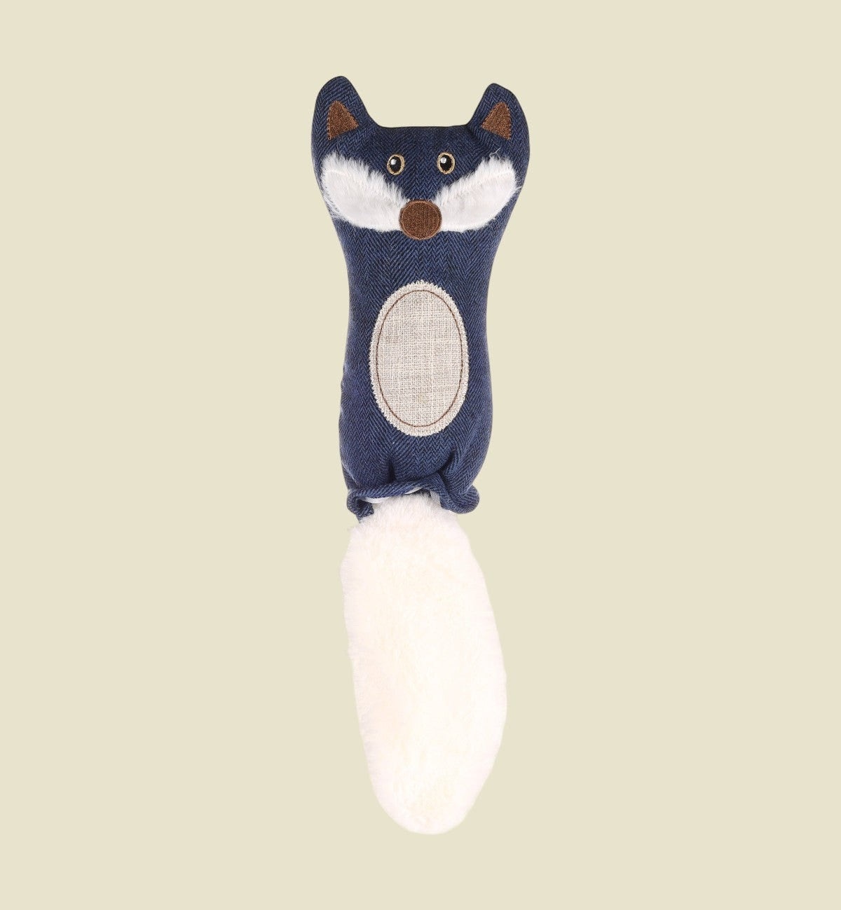 Jouet peluche renard bleu foncé pour chat, avec queue blanche et cataire, par Animozen