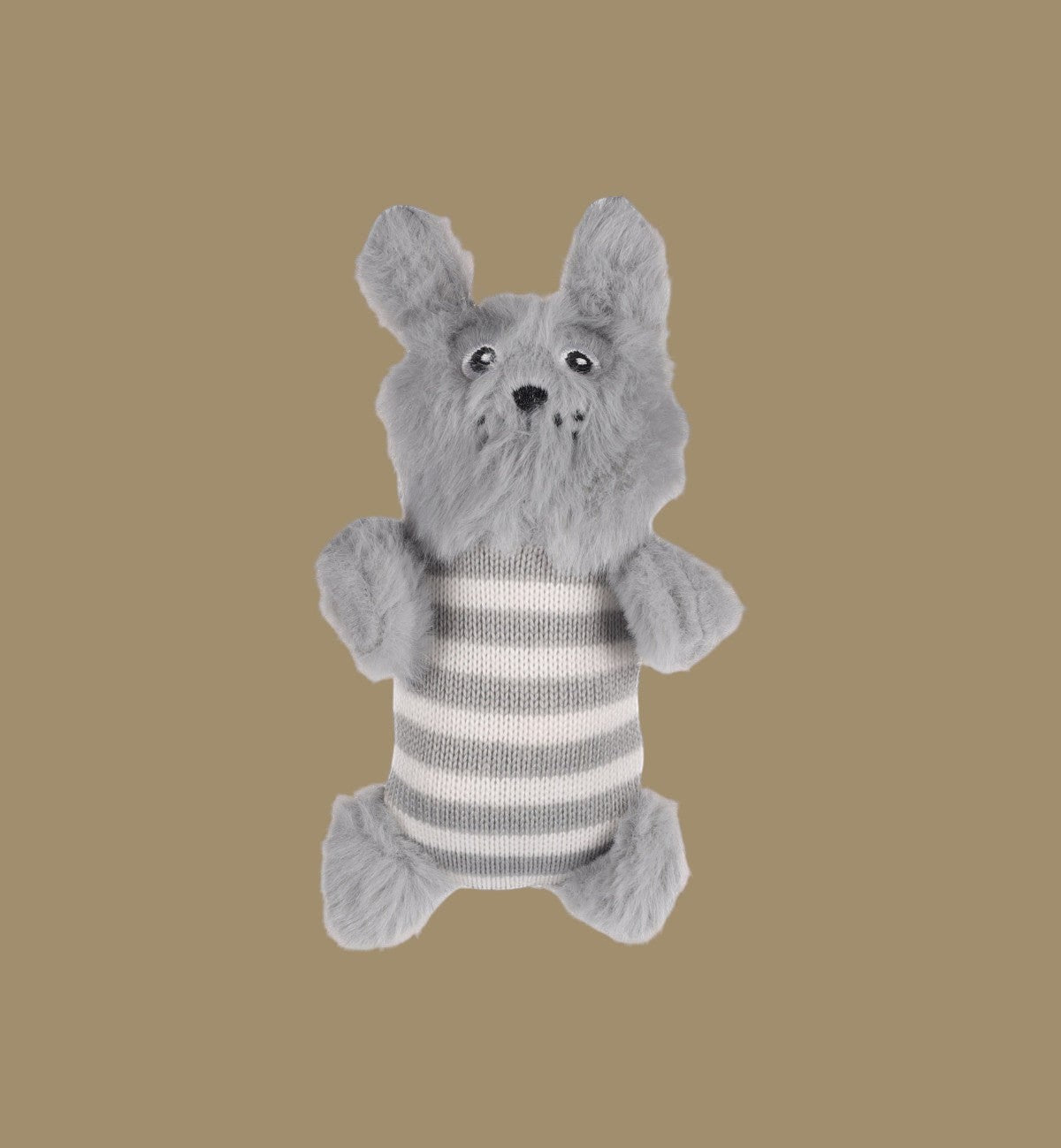 Animozen Jouet Faci Ours Rayé Gris à la Cataire, peluche douce grise et blanche rayée, pour chat