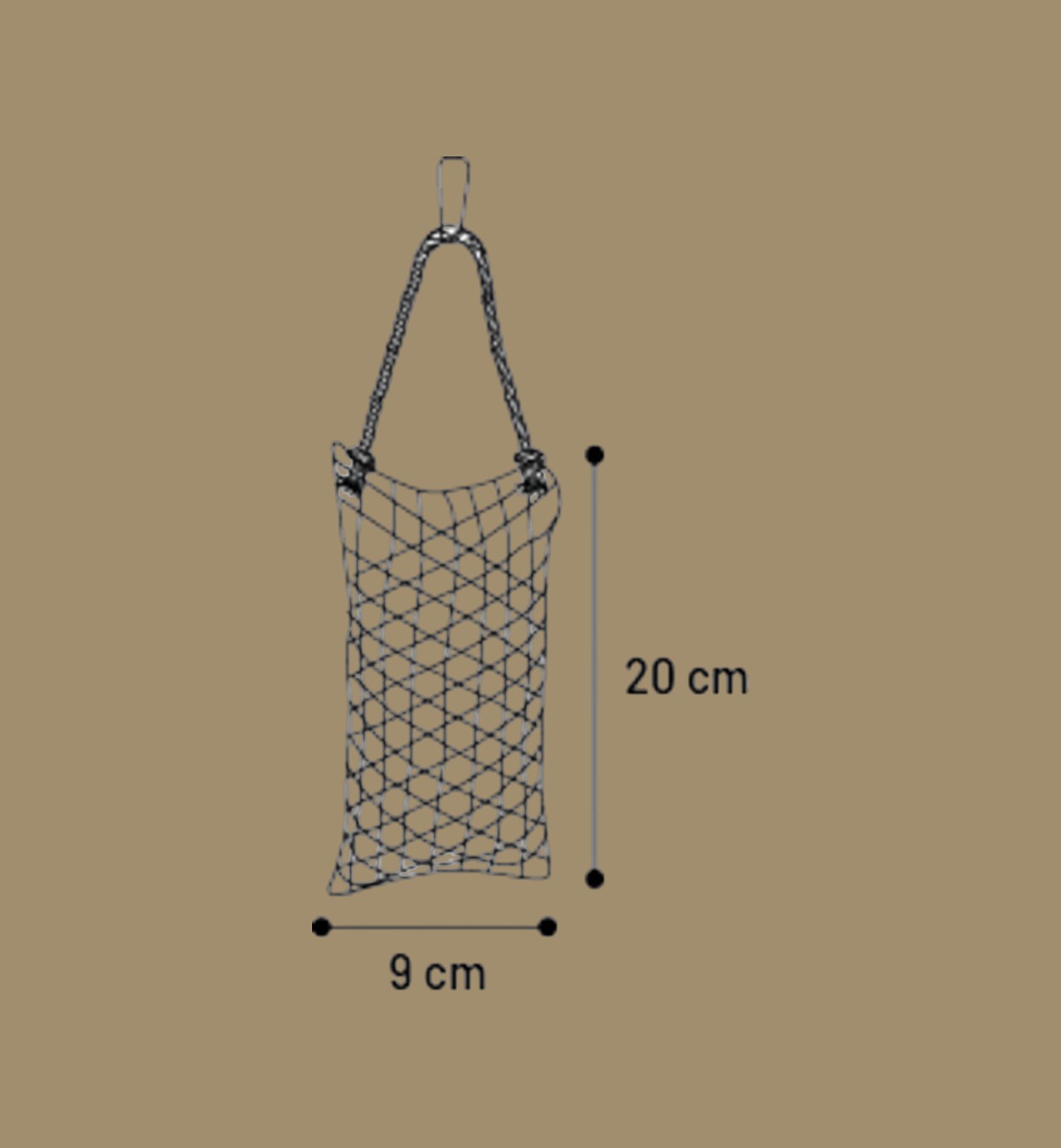 Jouet suspendu Animozen en bambou, sisal et papier pour perruches, 9x20 cm, multicolore