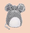 Animozen Jouet Mazzo Souris Cataire gris en peluche avec oreilles à rayures noires et blanches, pour chat.