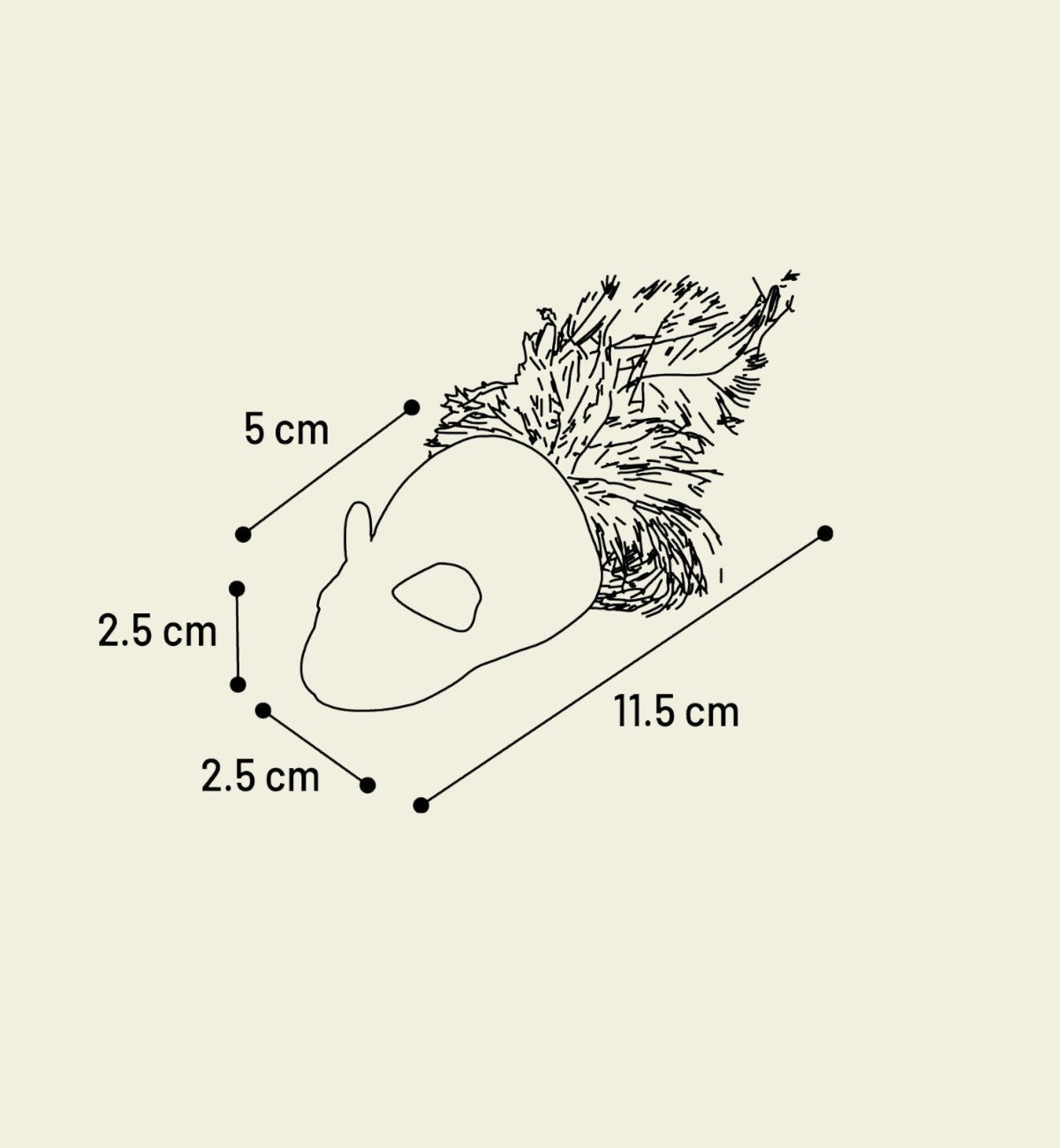 Animozen Jouet souris Katti en cataire avec plumes pour chat, vert, brun et blanc, 11.5 cm