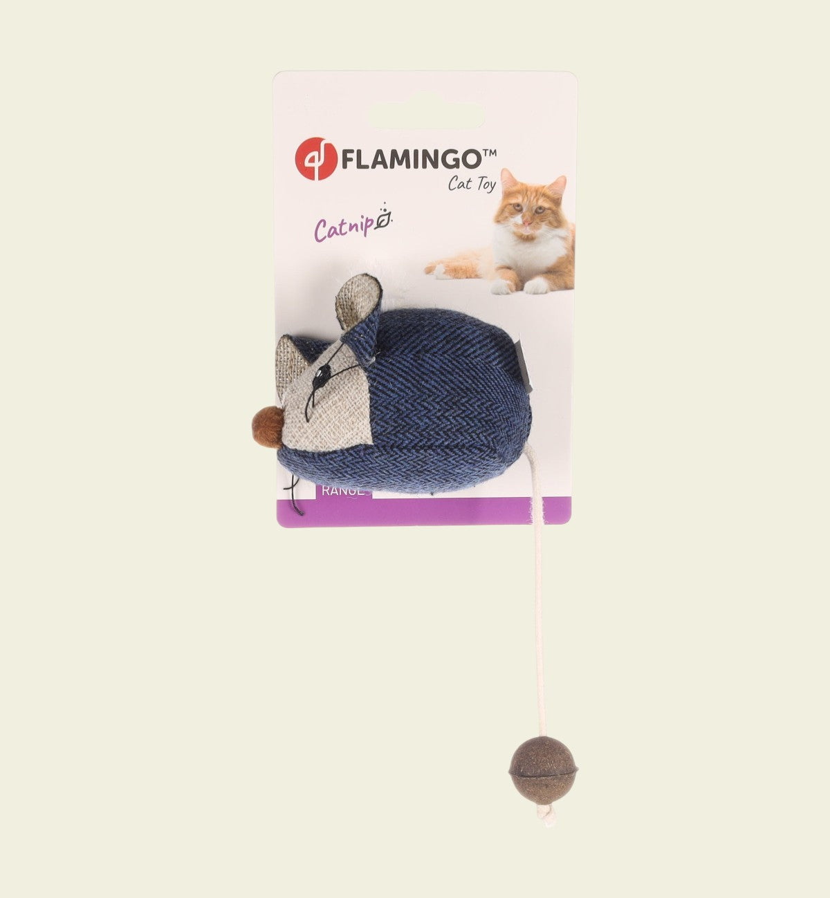 Animozen Jouet Jeany Souris Peluche pour Chat bleu foncé, brun, blanc, noir avec cataire pour stimuler l'instinct de chasse.