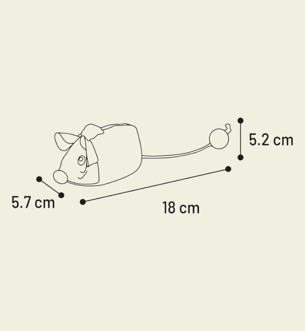 Animozen Jouet Jeany Souris Peluche pour Chat, jouet en textile bleu foncé, brun, blanc et noir avec cataire pour stimuler l'instinct de chasse.