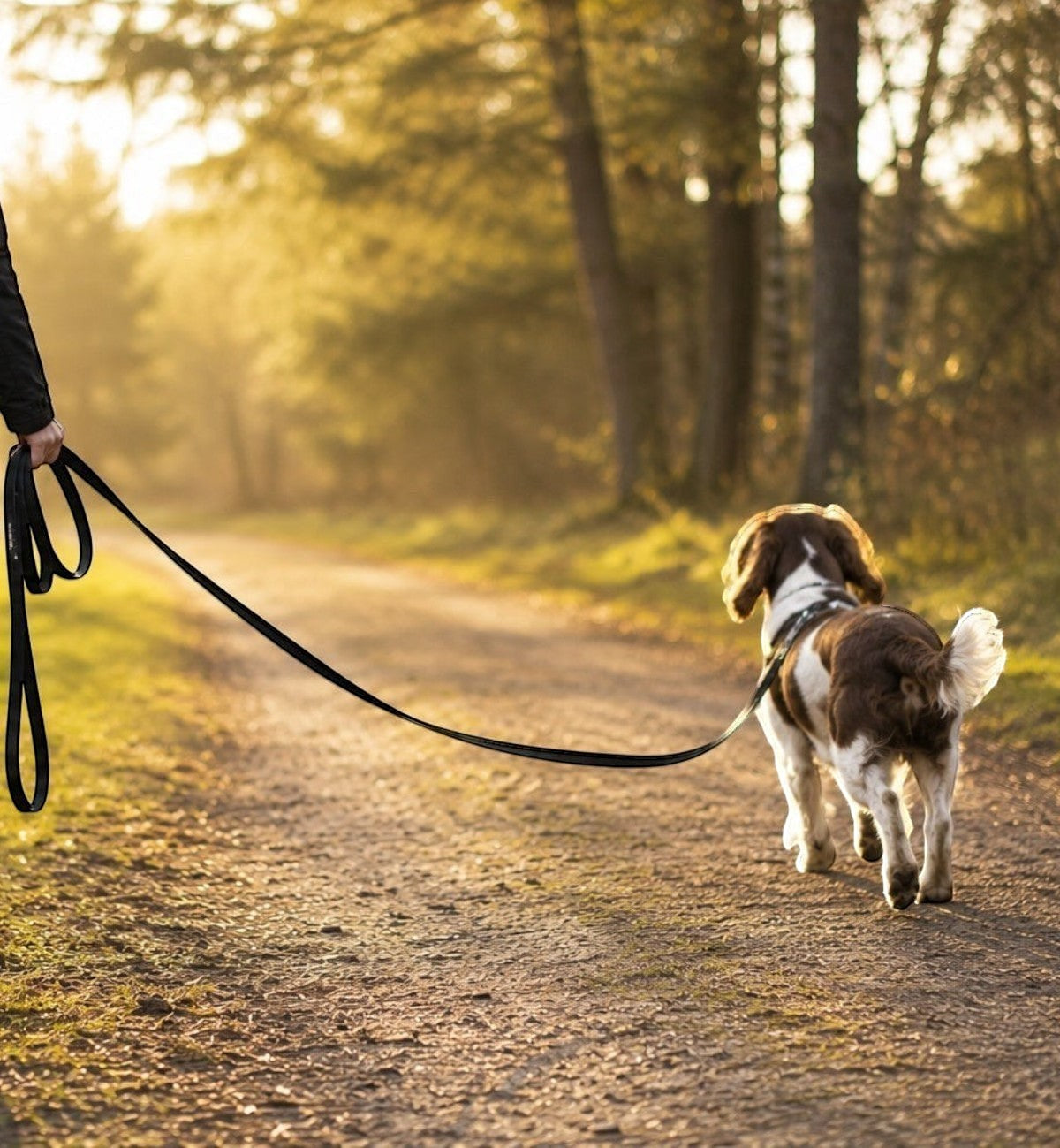 Laisse d'entraînement noire Animozen Caspar en biothane, 10m, pour pistage et éducation canine en extérieur.