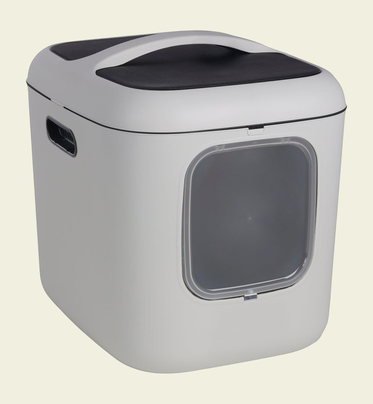 Maison de toilette pour chat Animozen Romy grise avec porte battante magnétique et filtre anti-odeurs, 61,5 x 50 x 57,5 cm