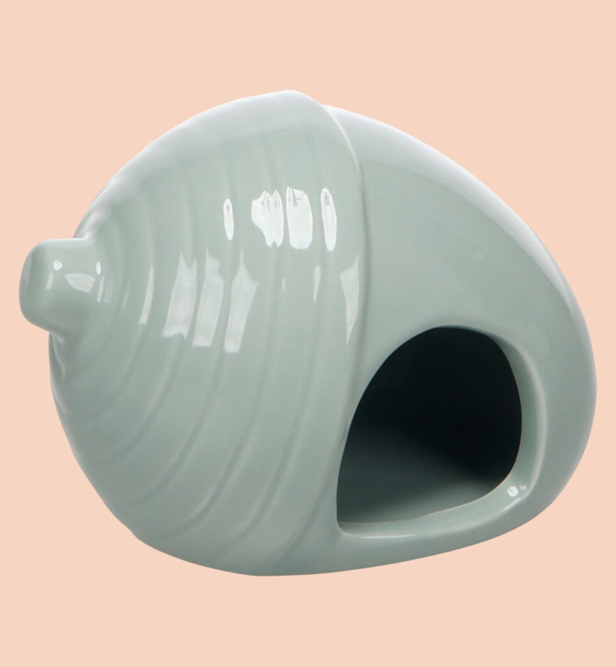 Maisonnette en céramique Animozen forme gland taupe pour rongeurs, avec ouverture frontale.