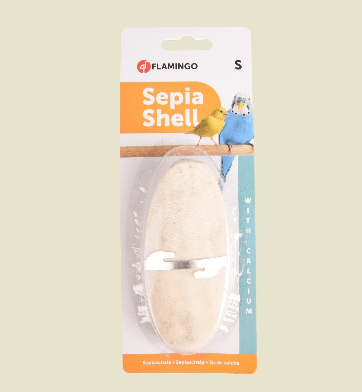 Os de seiche naturel Animozen pour oiseaux, 11 cm, source de calcium, avec support métallique pour bec et os solides.