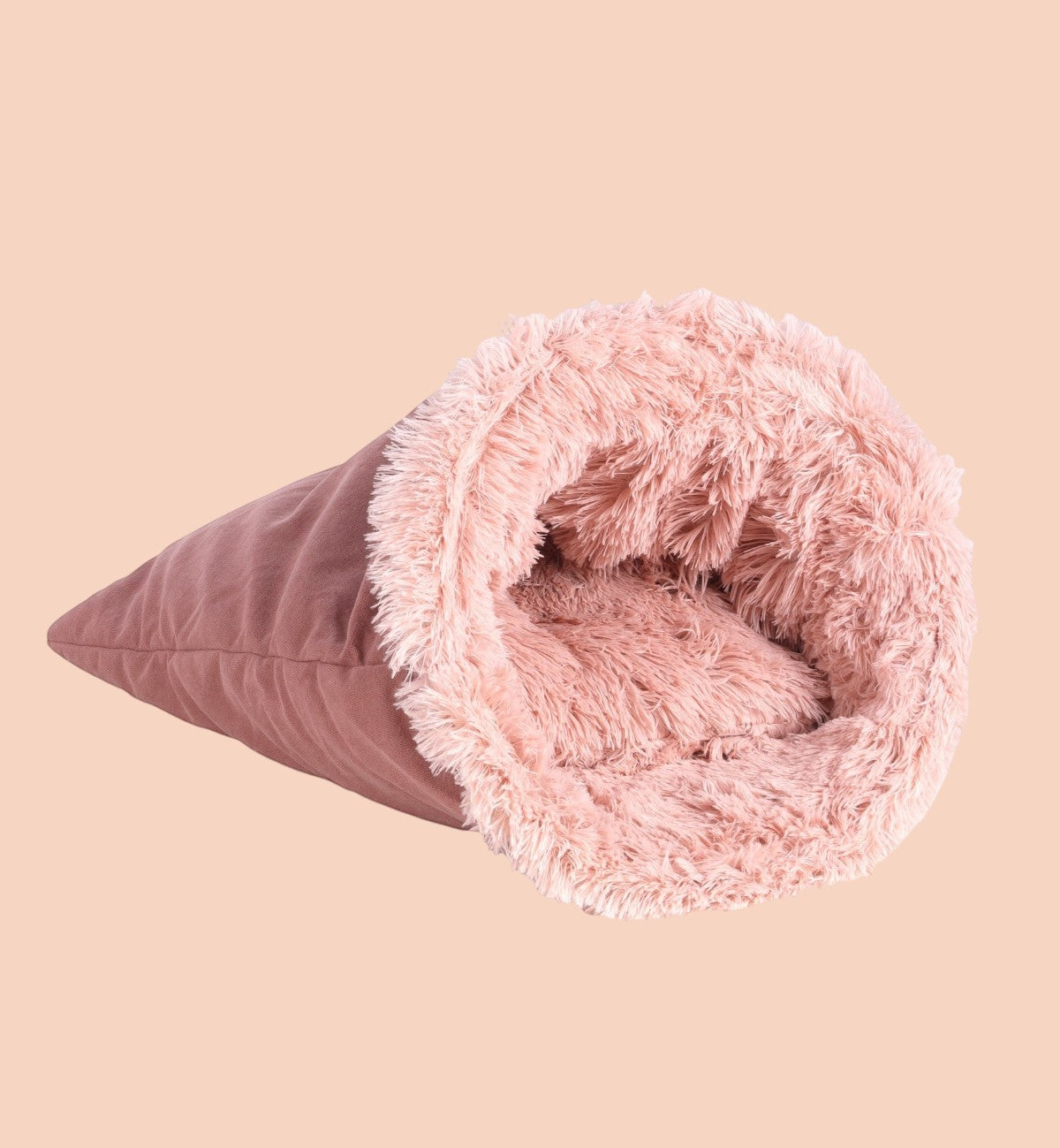 Animozen panier de couchage pour chat en peluche rose doux, 60 cm, forme conique, lavable