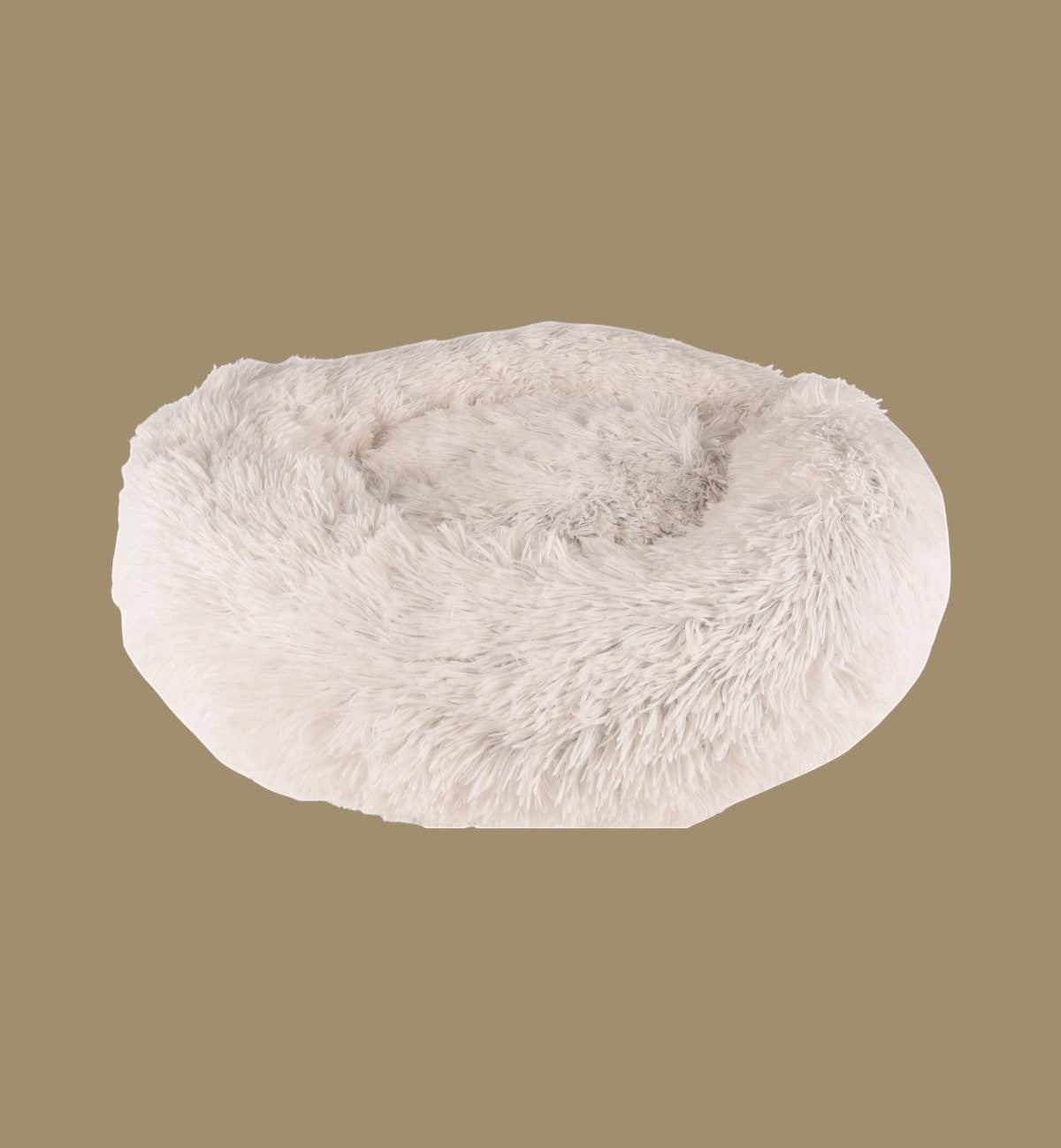 Panier rond Animozen en peluche douce gris clair, rembourrage moelleux, fond antidérapant, lavable en machine.