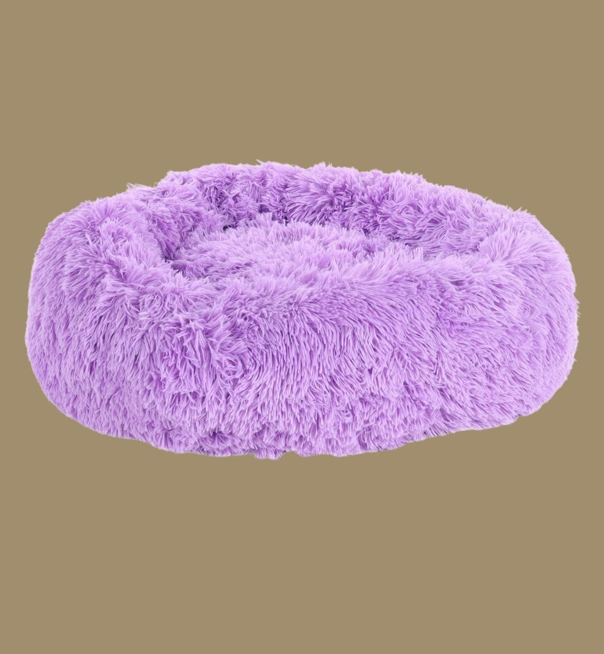 Panier rond Animozen en peluche violette, doux et confortable pour animaux de compagnie, lavable en machine.