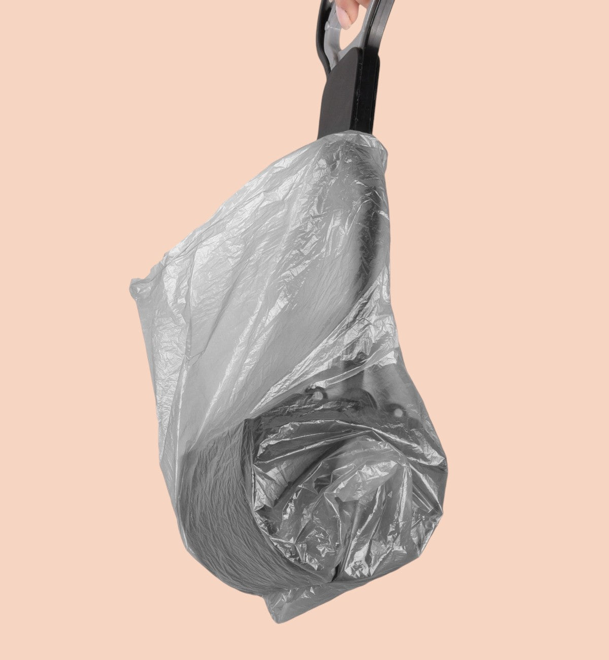Pelle à déjections pour chien Animozen en plastique gris et noir avec poignée à pression et pince.