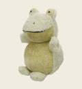 Animozen Peluche grenouille Pensa 31 cm, jouet couineur en polyester doux, vert et noir