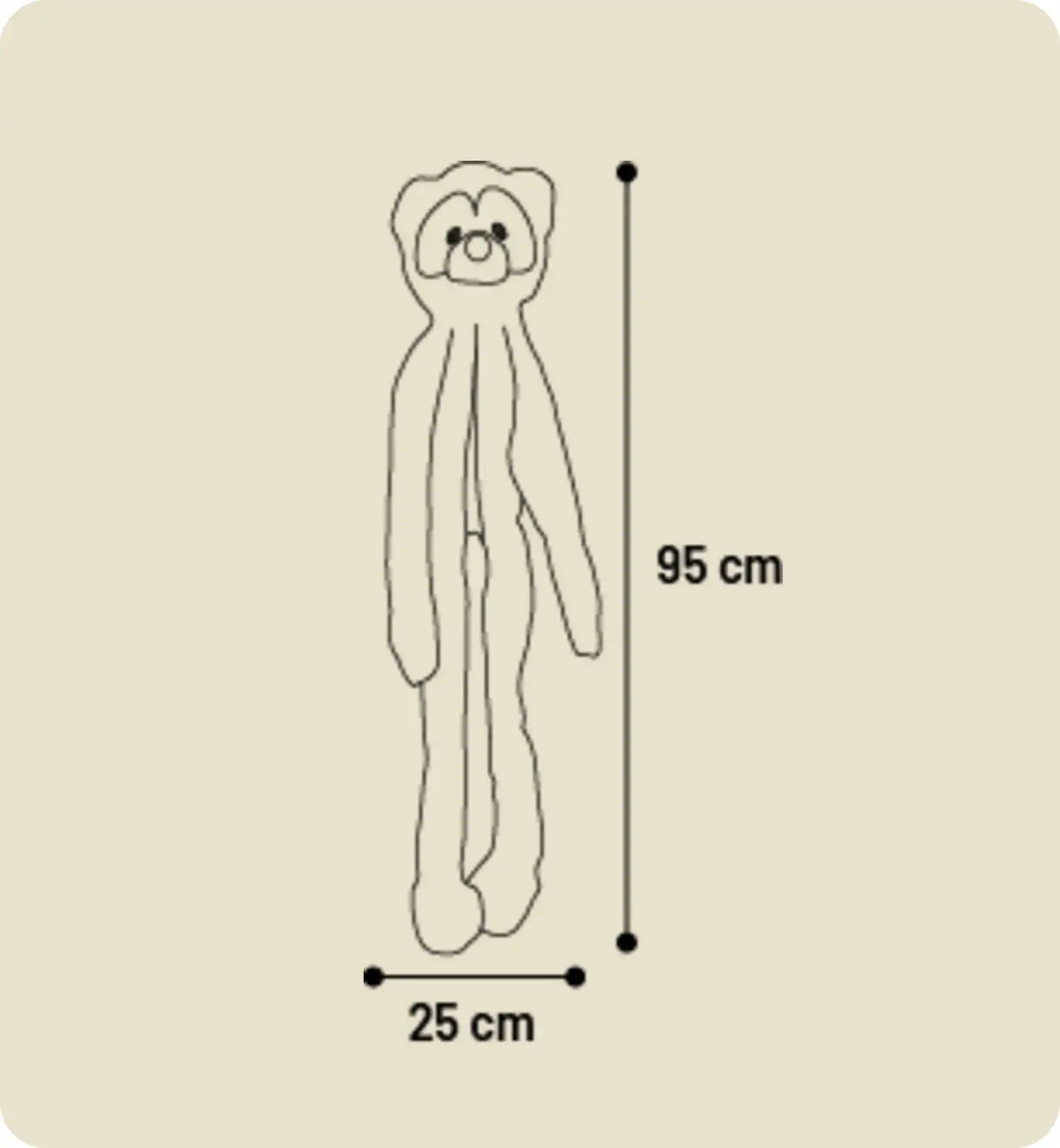 Animozen Peluche géante sonore pour chien Raton laveur taupe 95 cm sans rembourrage avec couineur