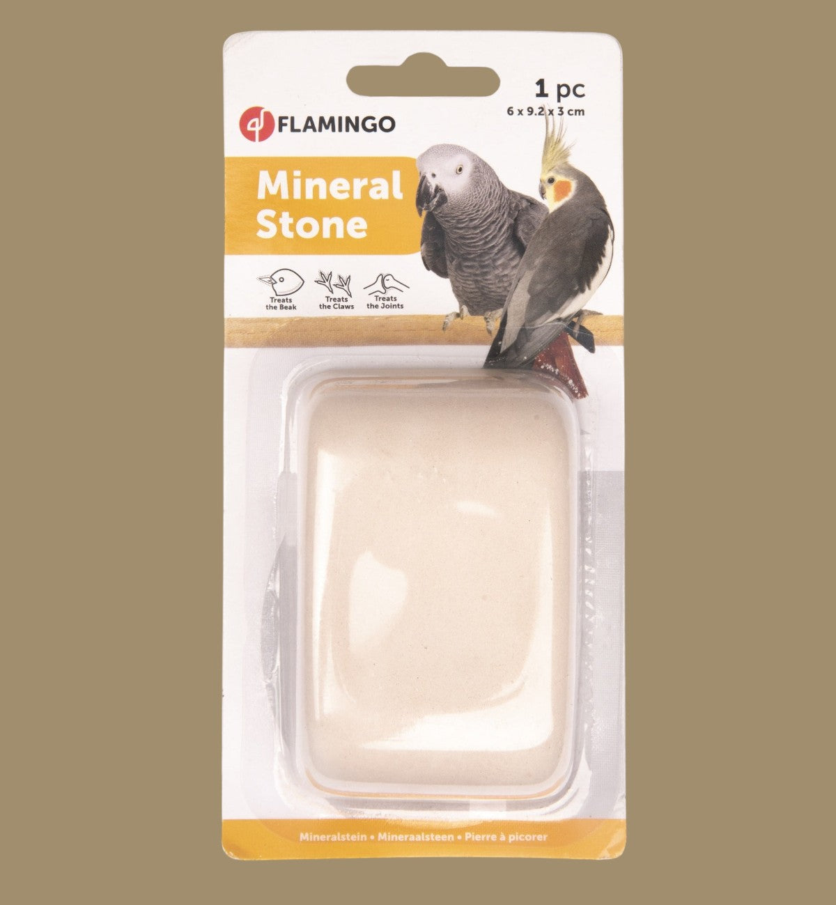 Animozen Pierre minérale pour perroquet, enrichie en vitamines et minéraux, aide à l'usure du bec et des griffes.