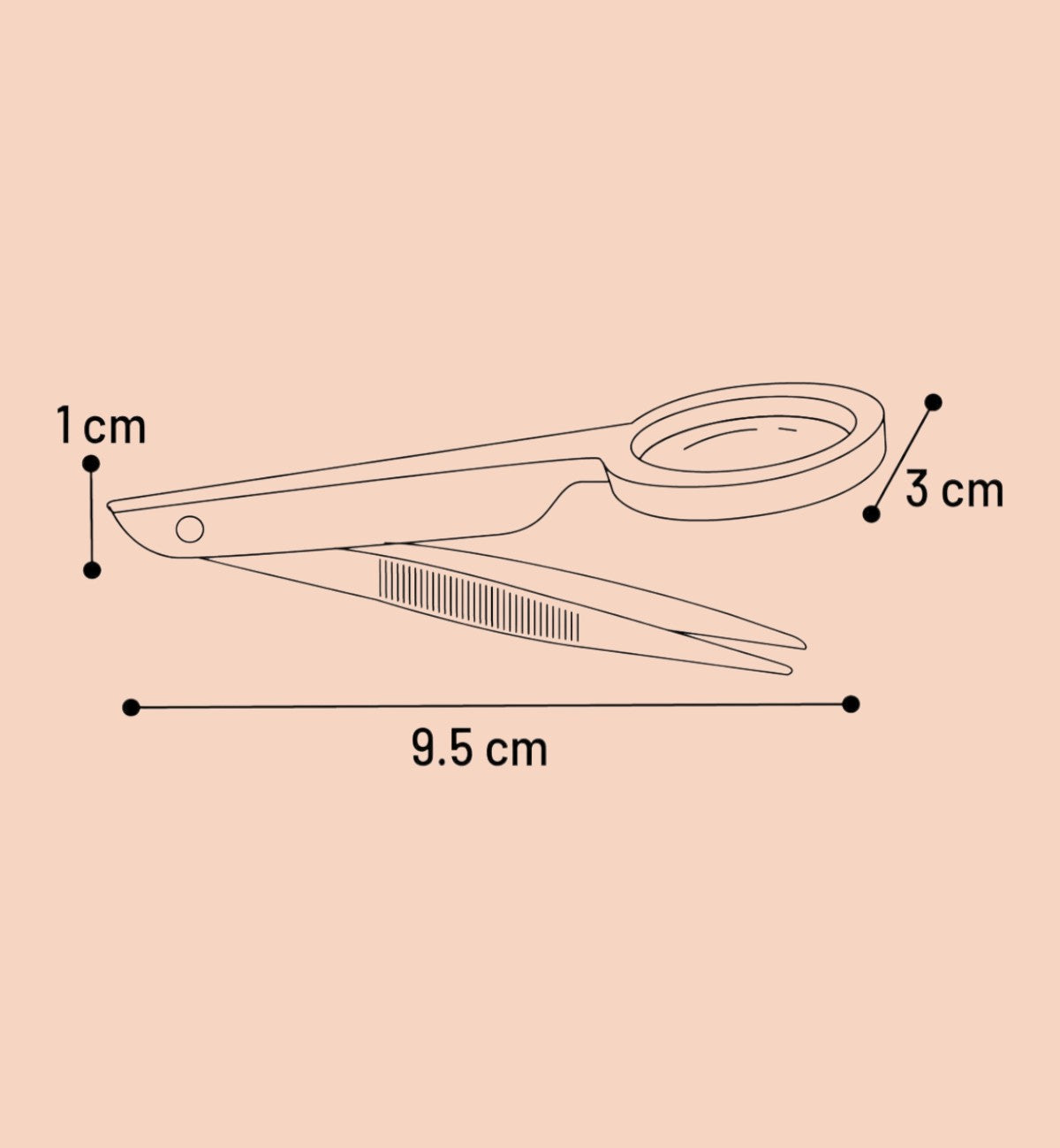 Pince à tiques Animozen argentée avec loupe intégrée pour chien, 9.5 cm de long, idéale pour retirer les tiques facilement.