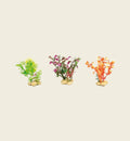 Lot de 3 plantes décoratives Animozen pour aquarium en plastique et polyrésine, couleurs vives, base lestée.