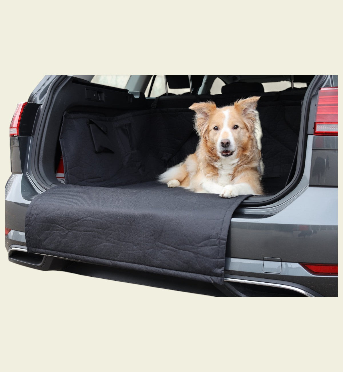 Animozen protège coffre pour chien noir en tissu Oxford, 160x121 cm, avec protection latérale et pare-chocs.