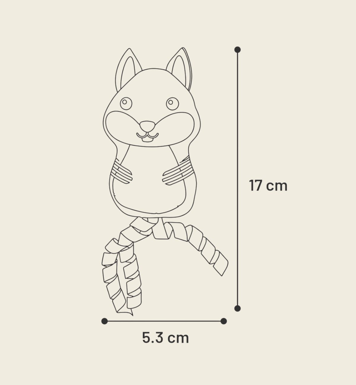 Animozen Renard en peluche avec rubans et cataire pour chat, 17 cm de long, idéal pour jouer et câliner.