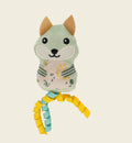 Animozen Renard vert en peluche avec rubans et cataire pour chat, jouet interactif et stimulant.