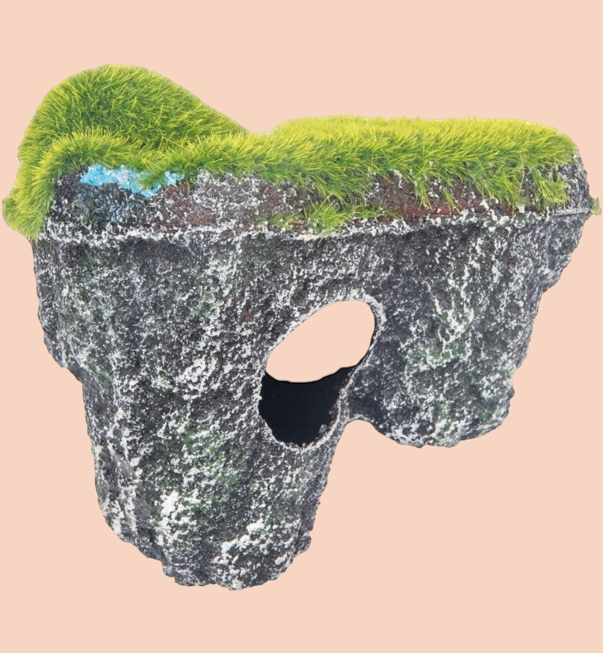 Animozen rocher flottant pour aquarium avec effet mousse verte réaliste et cachettes multiples, 13 cm