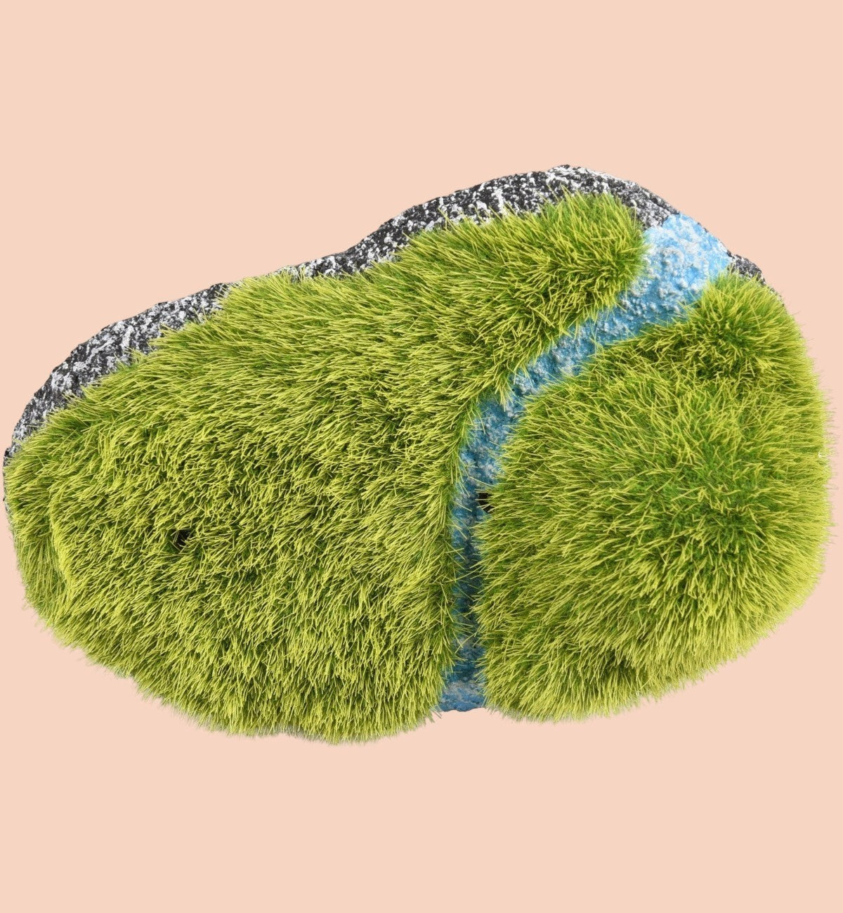Animozen rocher flottant pour aquarium avec effet mousse verte réaliste et cachette intégrée, 13 cm