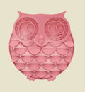 Animozen old rose silicone owl-shaped lick mat for dogs and cats, 30cm, with textured surface and suction cups.