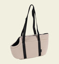 Animozen Sac de Transport pour Chien Aaliyah beige en polyester matelassé avec anses noires et ouverture zippée sur le dessus.