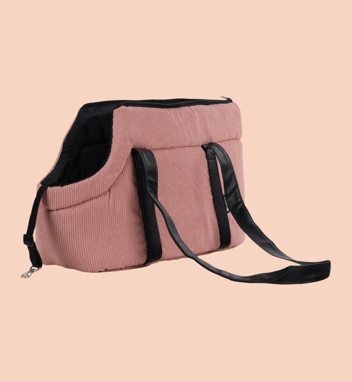 Animozen Sac de Transport pour Chien Alessia rose en velours côtelé, 46x23x25 cm, idéal pour animaux jusqu'à 6kg.
