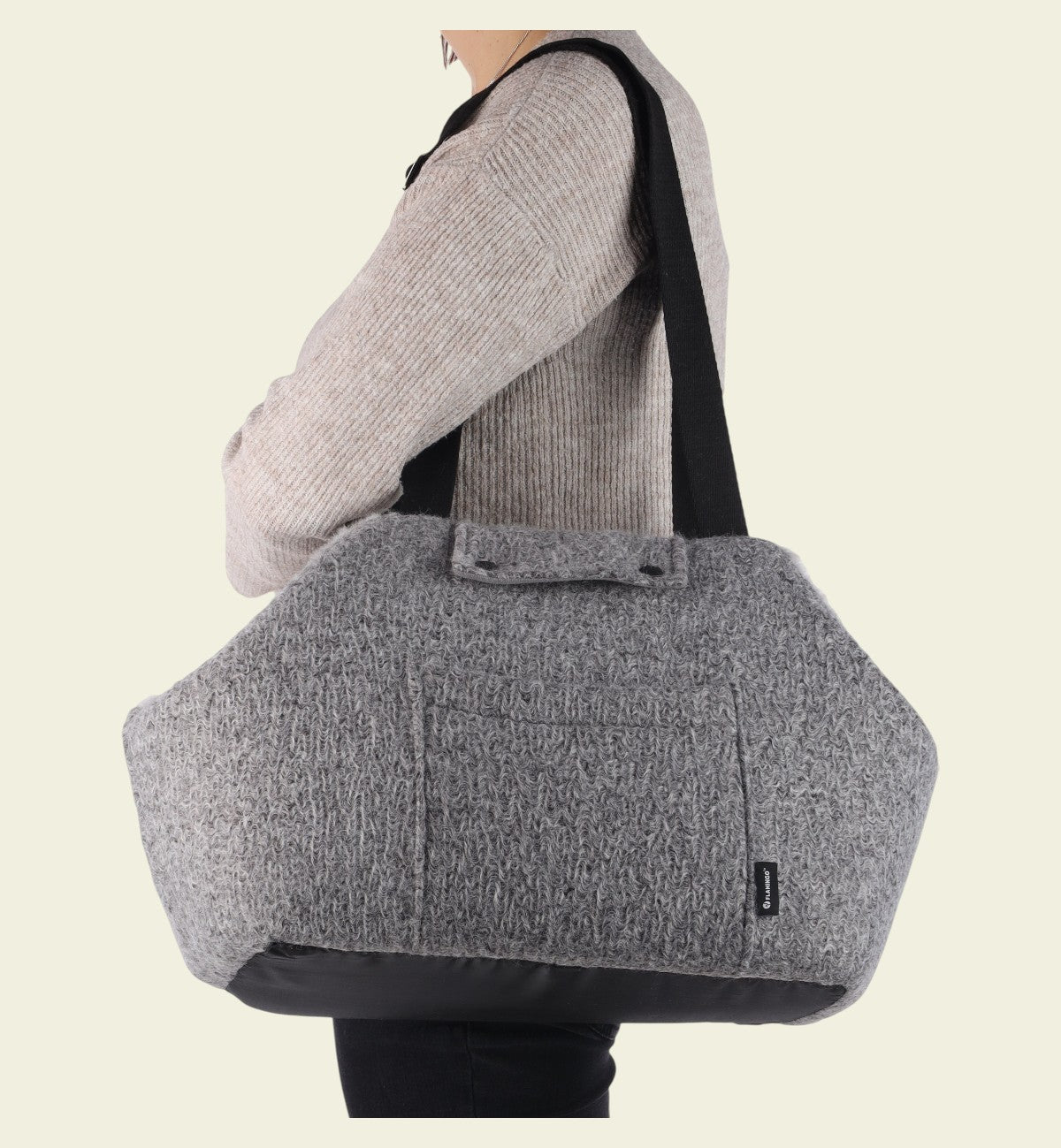 Animozen Sac de Transport pour Chien Colby gris en polyester avec finition peluche douce, 47x26x30 cm