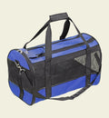 Sac de transport pour chien Animozen Divina bleu en polyester, avec aérations en maille et poignées.
