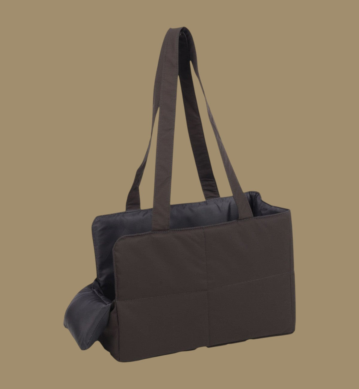 Animozen Sac de transport pour chien Ernesto en polyester marron foncé, 43x20x27 cm, avec ouverture sur le dessus et poignées.