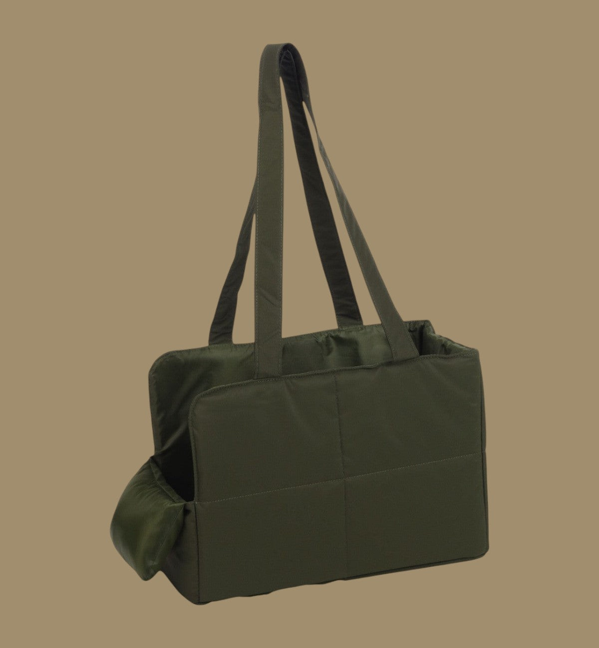 Animozen Sac de transport pour chien Ernesto vert foncé en polyester matelassé, 43x20x27 cm, idéal pour animaux jusqu'à 6 kg.