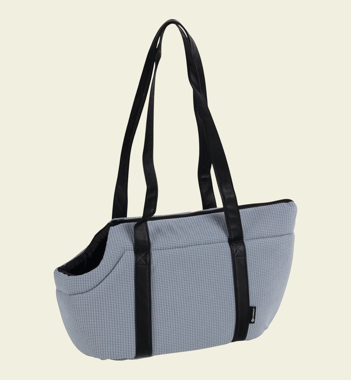 Animozen Sac de transport Aaliyah gris en polyester, 46x23x25 cm, idéal pour chiens jusqu'à 6 kg.