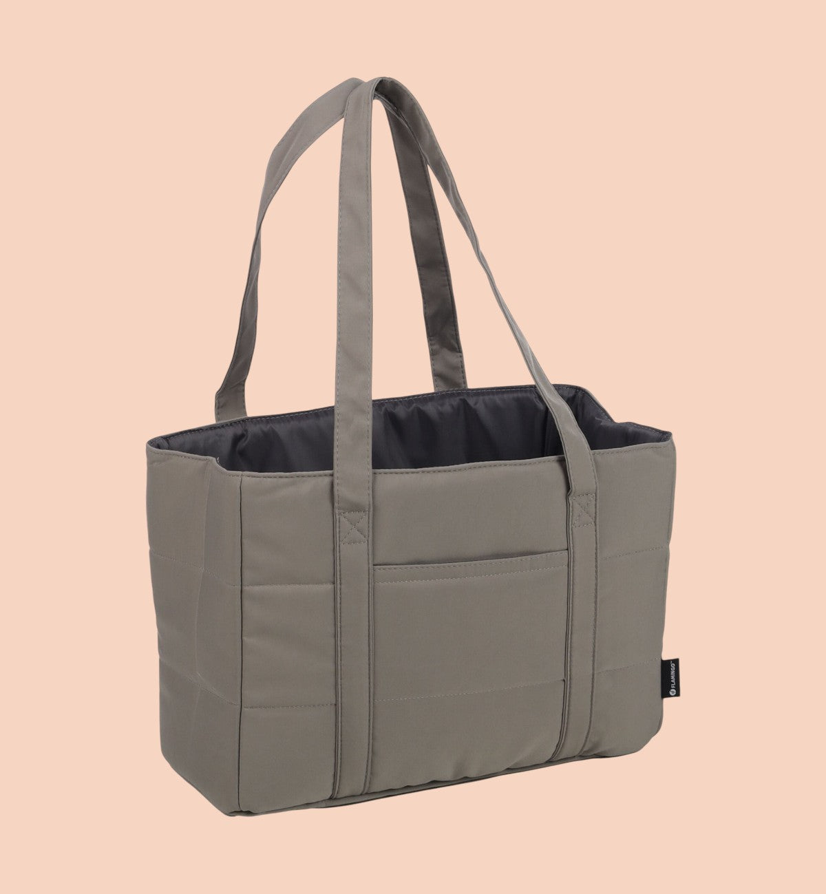 Animozen Sac de Transport pour Chien Miguel taupe en polyester matelassé avec poches extérieures et anses solides.