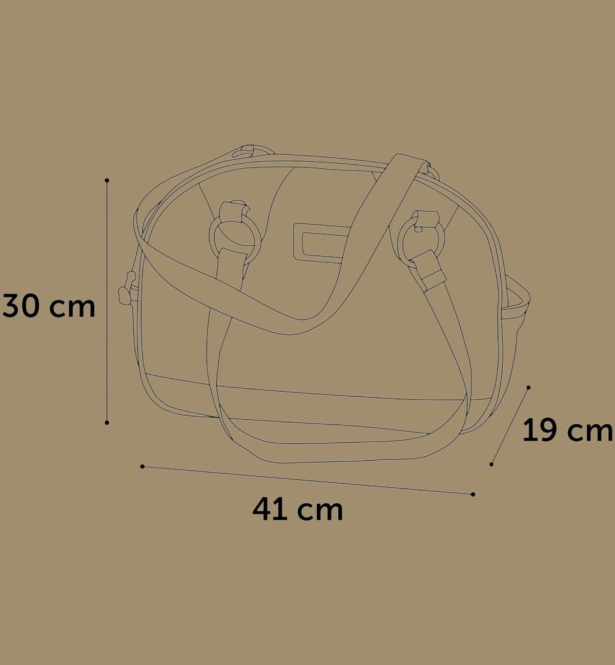 Sac de transport pour chien Animozen Paddie noir en polyester, 41x19x30 cm, avec aération et sangle intérieure.