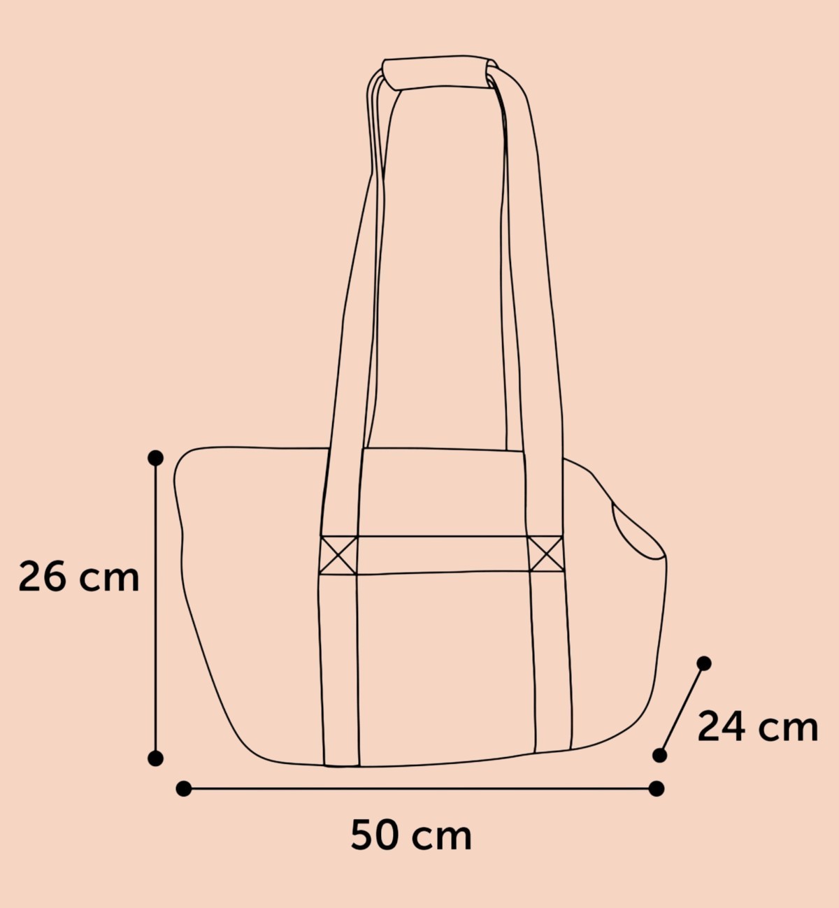 Animozen Sac de transport pour chien Pookie beige en polaire, 50x24x26 cm, avec poignées et fermeture éclair.