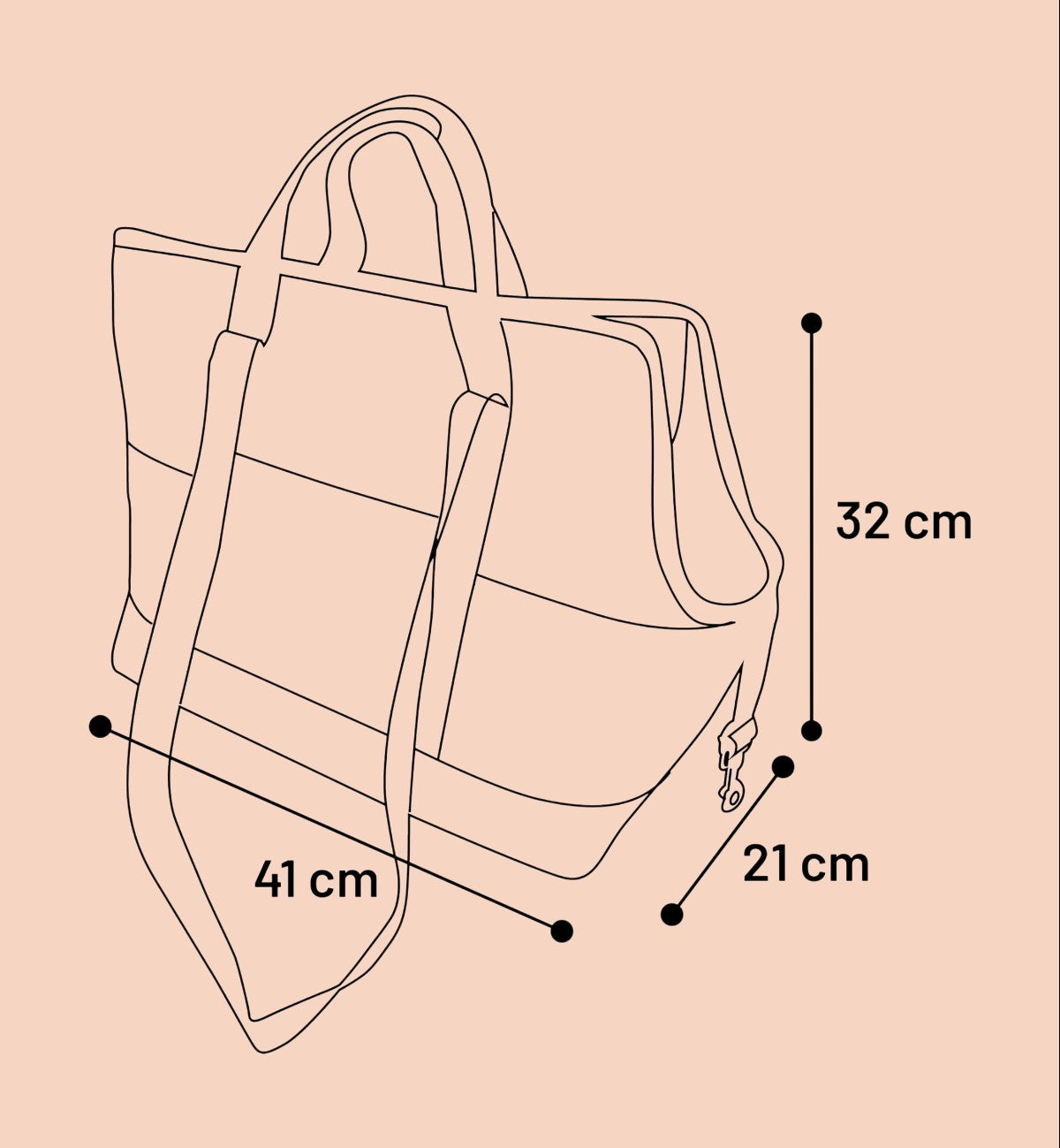 Sac de transport pour chien Animozen Ken vert en polyester, 41x21x32 cm, avec poches et sangle intérieure.