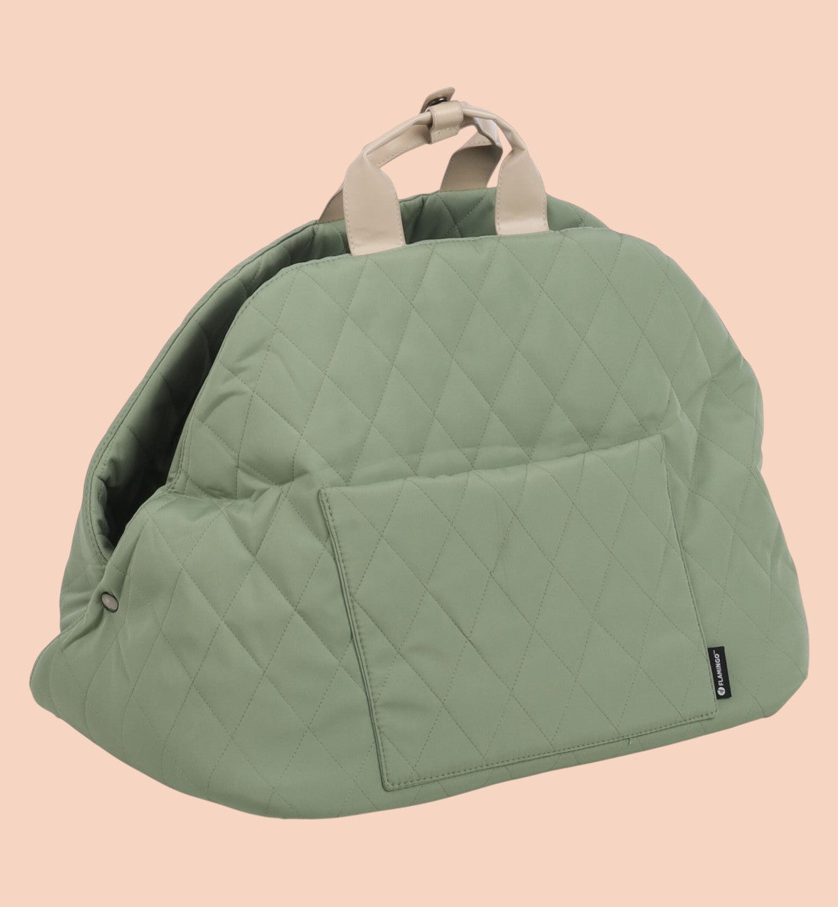 Animozen Sac de transport Berto matelassé vert clair en polyester avec poignées et poche de rangement