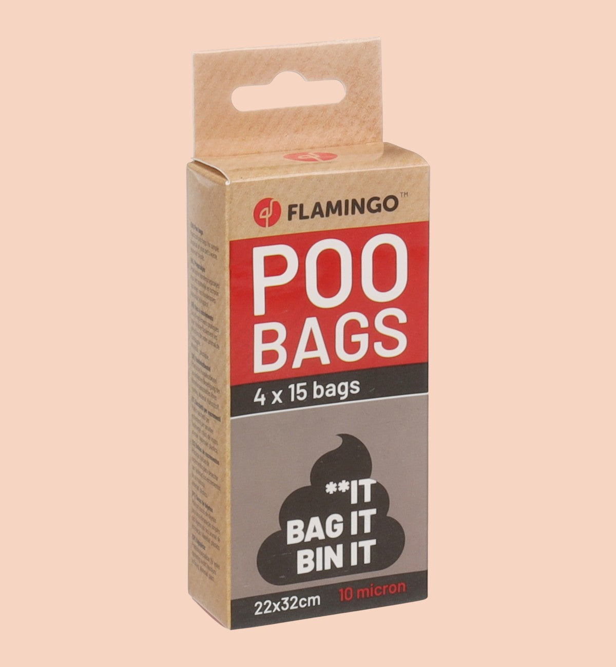 Animozen Lot de 4 rouleaux de sacs à déjections pour chien noirs, 22x32 cm, 60 sacs au total en HDPE.