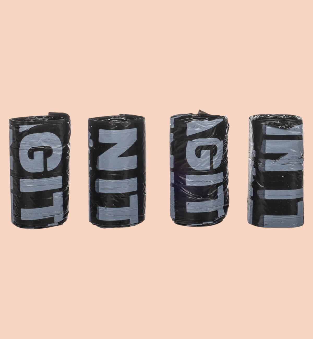 Animozen Lot de 4 rouleaux de sacs à déjections pour chien noirs, 22 x 32 cm, en polyéthylène haute densité.