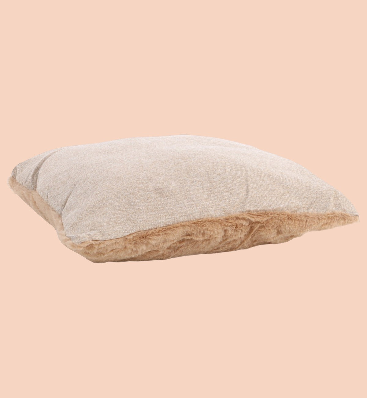 Animozen Siège auto pour chien Megan beige en polyester avec bordure en fausse fourrure, rembourrage confortable.