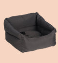 Animozen siège auto pour chien gris en polyester résistant à l'eau, avec coussin amovible et sangle de sécurité intérieure.