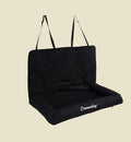 Animozen siège auto banquette noir matelassé en polyester déperlant pour chien, avec sangles réglables et ouverture zippée pour ceinture de sécurité.