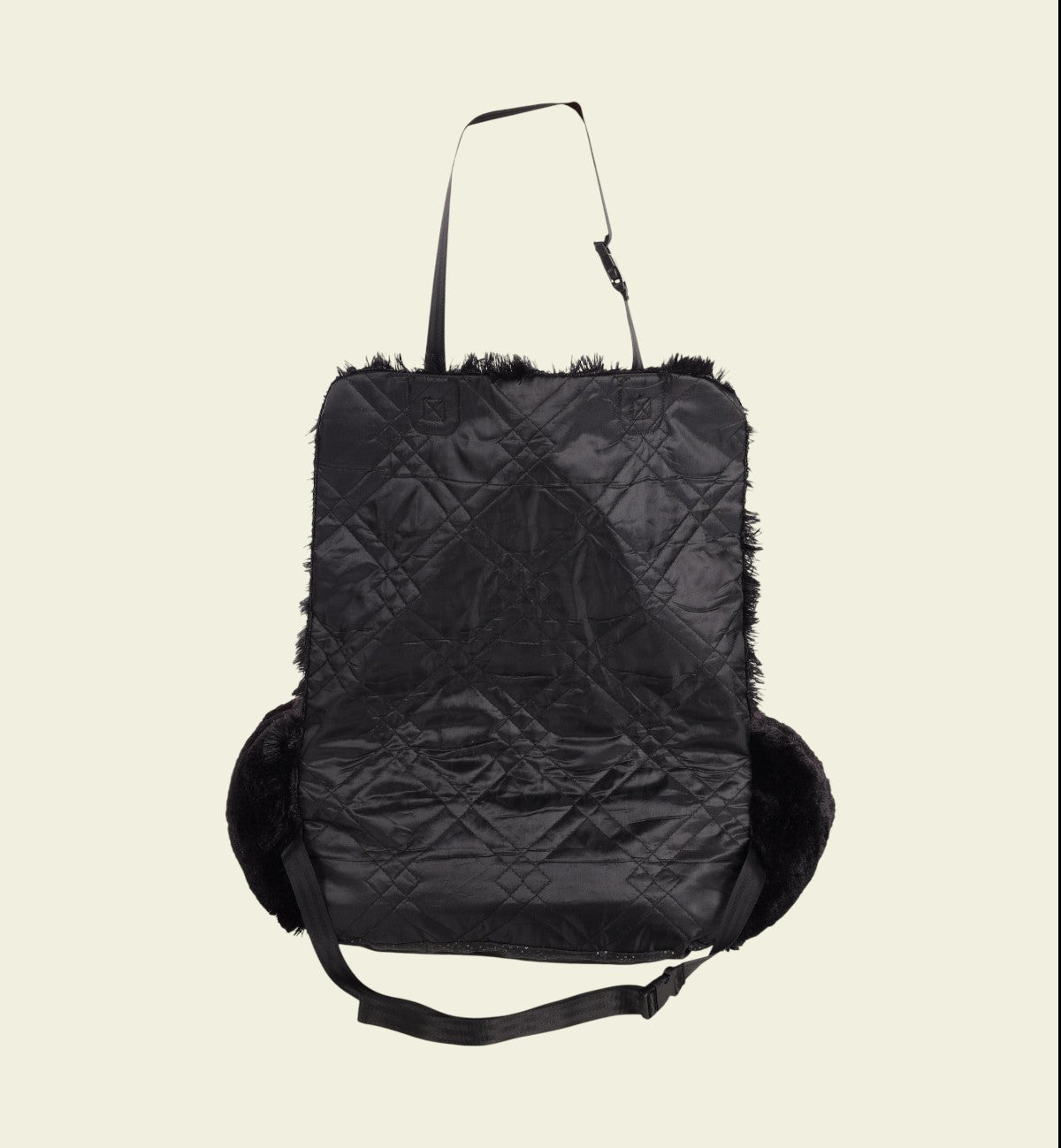Animozen siège auto pour chien noir matelassé avec finition peluche, 60x50x20 cm
