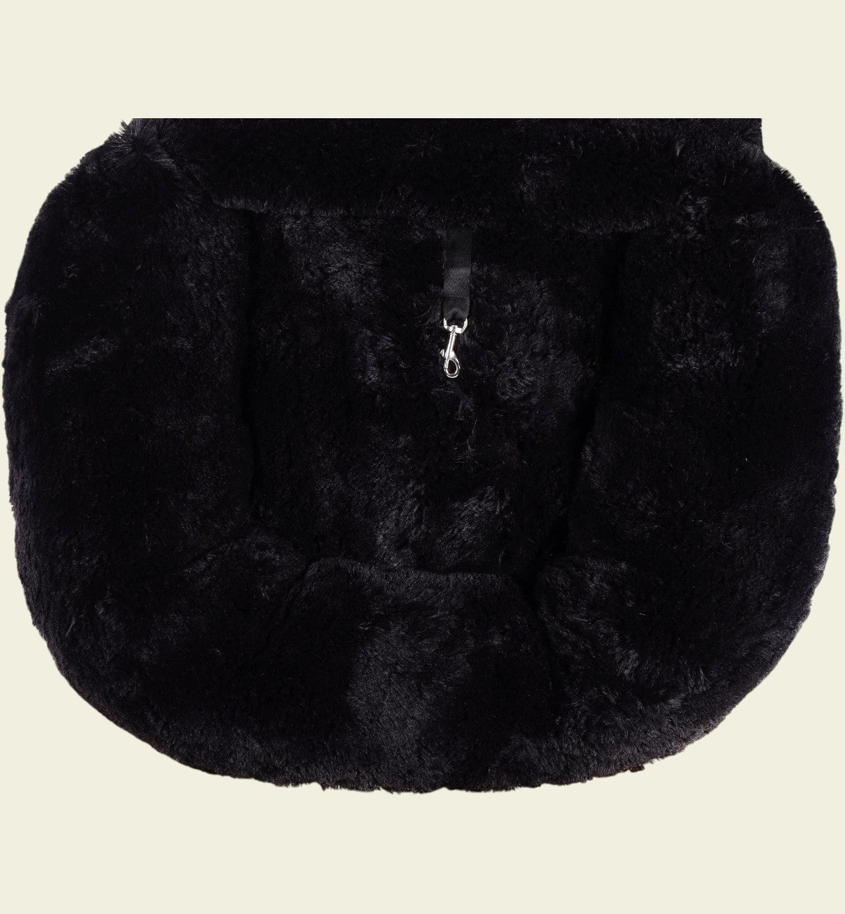 Animozen siège auto pour chien noir en peluche, rembourré, avec sangle de sécurité intégrée pour des trajets confortables et sécurisés.